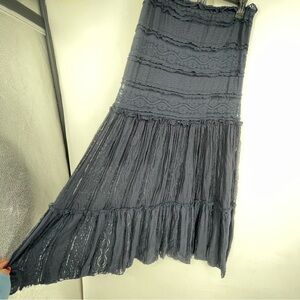 Vintage 90s Gray Sheer Lace Maxi Skirt Whimsygoth Grunge Witch Emo Goth Cottage